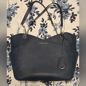 Michael Kors Navy Saffiano Leather Chain Tote | Shoulder Bag